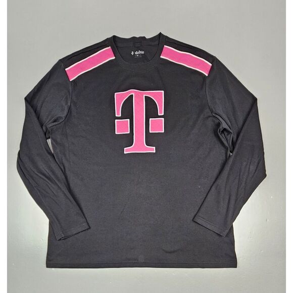T-Mobile Shirt Mens‎ XL. Black Employee Work Long Sleeve Quilted Logo Shirt - Picture 1 of 8